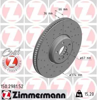 Stabdžių diskas ZIMMERMANN 150.2981.52