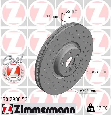Stabdžių diskas ZIMMERMANN 150.2988.52