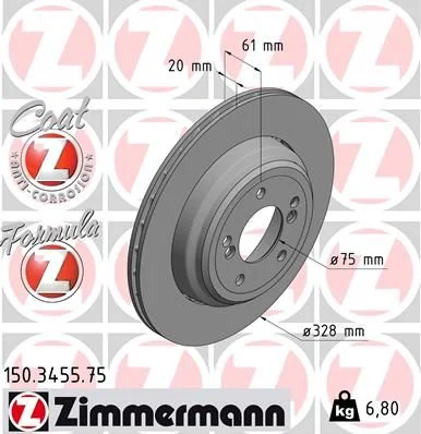 Stabdžių diskas ZIMMERMANN 150.3455.75