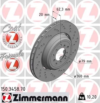 Stabdžių diskas ZIMMERMANN 150.3458.70