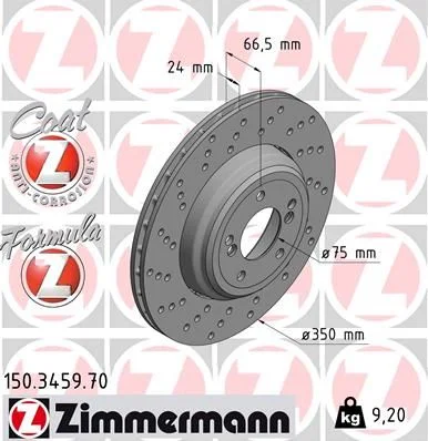 Stabdžių diskas ZIMMERMANN 150.3459.70