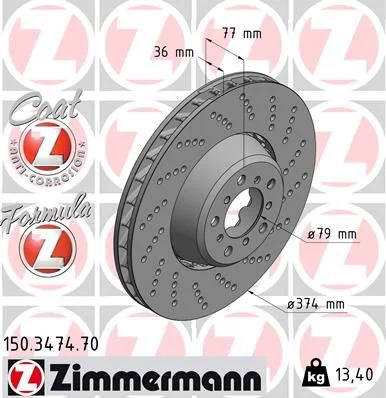 Stabdžių diskas ZIMMERMANN 150.3474.70