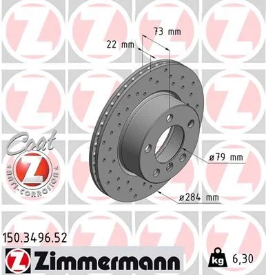 Brzdový kotúč ZIMMERMANN 150.3496.52