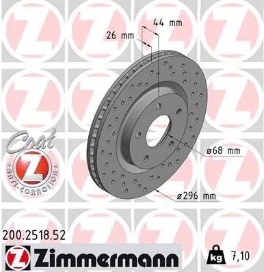 Brake Disc ZIMMERMANN 200.2518.52