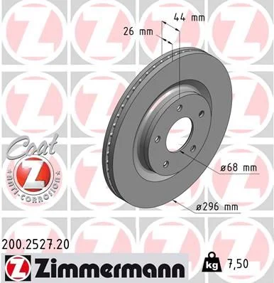 Brzdový kotúč ZIMMERMANN 200.2527.20