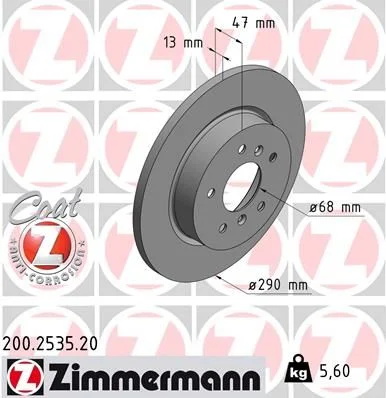 Stabdžių diskas ZIMMERMANN 200.2535.20