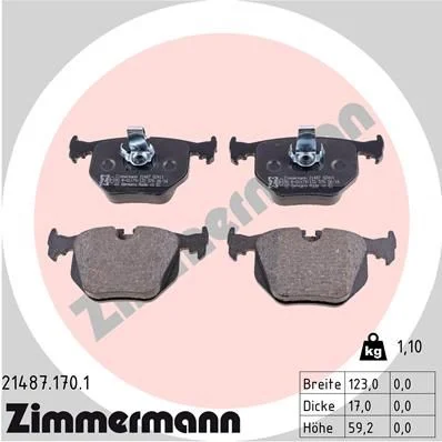 Stabdžių trinkelių rinkinys, diskinis stabdys ZIMMERMANN 21487.170.1