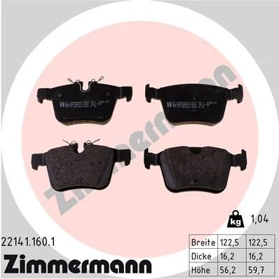 Brake Pad Set, disc brake ZIMMERMANN 22141.160.1