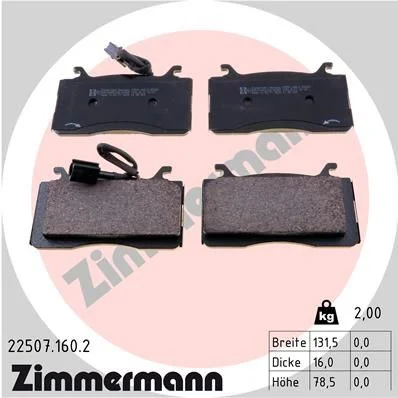 Sada brzdových platničiek, kotúčová brzda ZIMMERMANN 22507.160.2