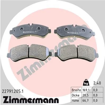 Sada brzdových platničiek, kotúčová brzda ZIMMERMANN 22791.205.1