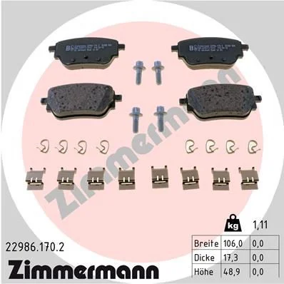 Brake Pad Set, disc brake ZIMMERMANN 22986.170.2