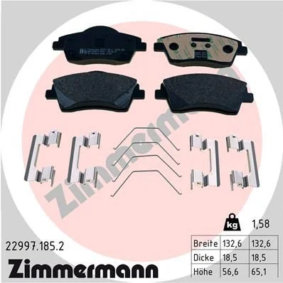 Sada brzdových platničiek, kotúčová brzda ZIMMERMANN 22997.185.2