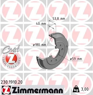 Brzdový bubon ZIMMERMANN 230.1910.20