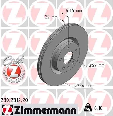Brzdový kotúč ZIMMERMANN 230.2312.20