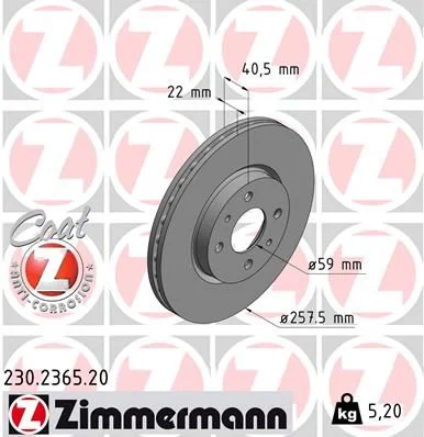 Brzdový kotúč ZIMMERMANN 230.2365.20