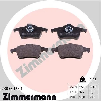 Stabdžių trinkelių rinkinys, diskinis stabdys ZIMMERMANN 23076.175.1