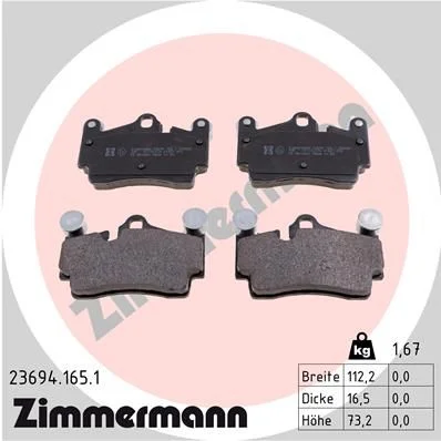 Sada brzdových platničiek, kotúčová brzda ZIMMERMANN 23694.165.1