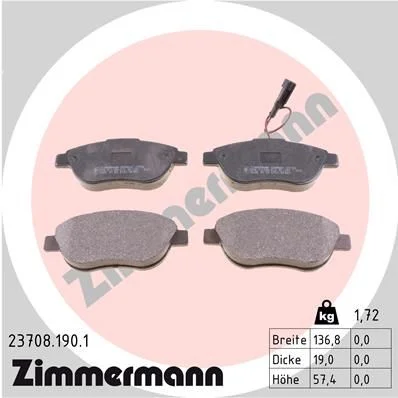 Sada brzdových platničiek, kotúčová brzda ZIMMERMANN 23708.190.1