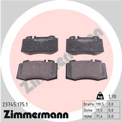 Stabdžių trinkelių rinkinys, diskinis stabdys ZIMMERMANN 23745.175.1
