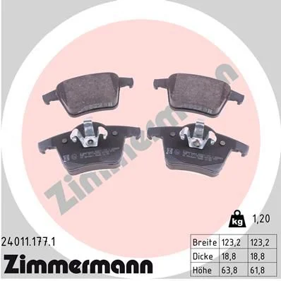 Sada brzdových platničiek, kotúčová brzda ZIMMERMANN 24011.177.1