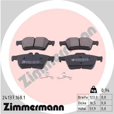 Stabdžių trinkelių rinkinys, diskinis stabdys ZIMMERMANN 24137.168.1
