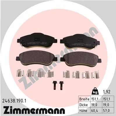 Stabdžių trinkelių rinkinys, diskinis stabdys ZIMMERMANN 24638.190.1