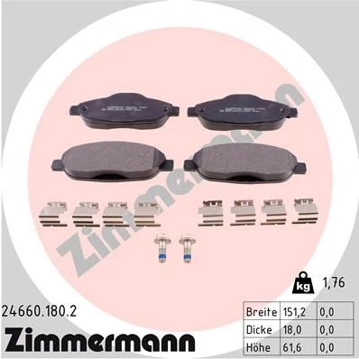 Sada brzdových platničiek, kotúčová brzda ZIMMERMANN 24660.180.2