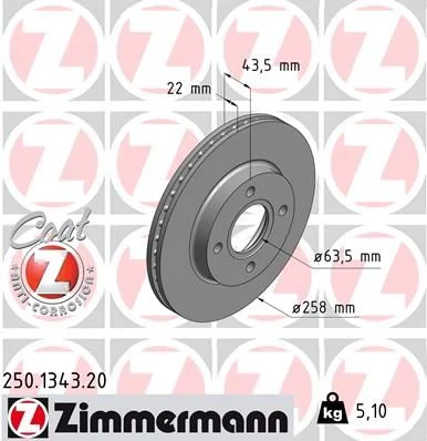 Brzdový kotúč ZIMMERMANN 250.1343.20