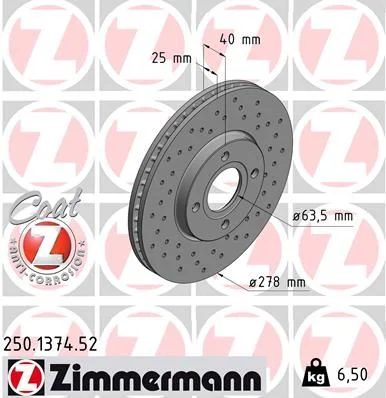 Brzdový kotúč ZIMMERMANN 250.1374.52