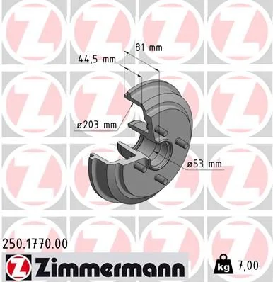 Brake Drum ZIMMERMANN 250.1770.00