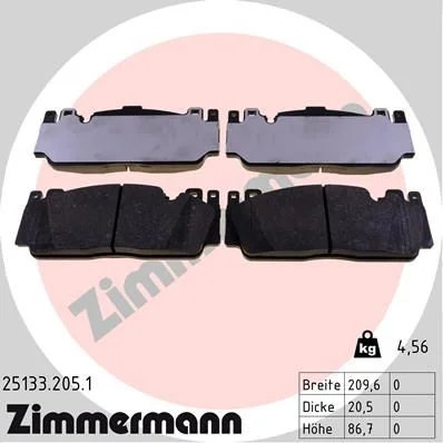 Stabdžių trinkelių rinkinys, diskinis stabdys ZIMMERMANN 25133.205.1