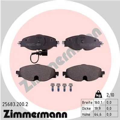 Stabdžių trinkelių rinkinys, diskinis stabdys ZIMMERMANN 25683.200.2