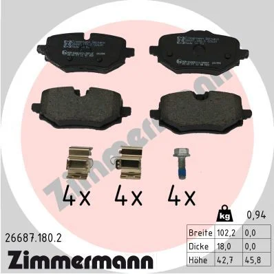 Brake Pad Set, disc brake ZIMMERMANN 26687.180.2