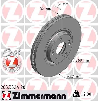 Brzdový kotúč ZIMMERMANN 285.3524.20