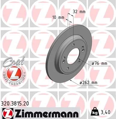 Brzdový kotúč ZIMMERMANN 320.3815.20