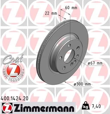 Brzdový kotúč ZIMMERMANN 400.1424.20