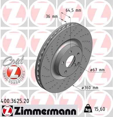 Brzdový kotúč ZIMMERMANN 400.3625.20