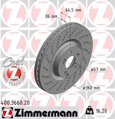 Brzdový kotúč ZIMMERMANN 400.3660.20