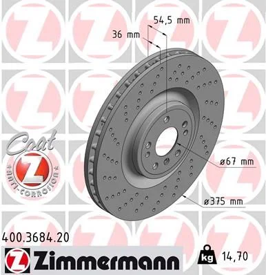 Brake Disc ZIMMERMANN 400.3684.20