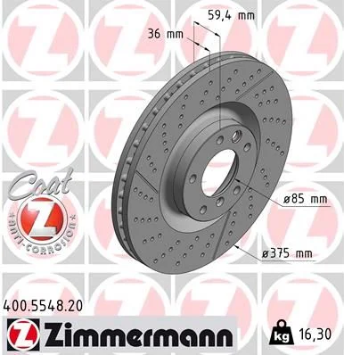 Stabdžių diskas ZIMMERMANN 400.5548.20