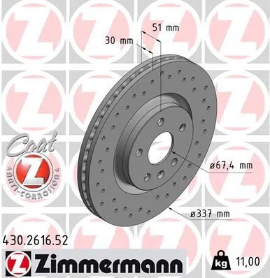 Brzdový kotúč ZIMMERMANN 430.2616.52