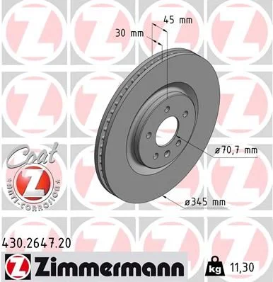 Brzdový kotúč ZIMMERMANN 430.2647.20