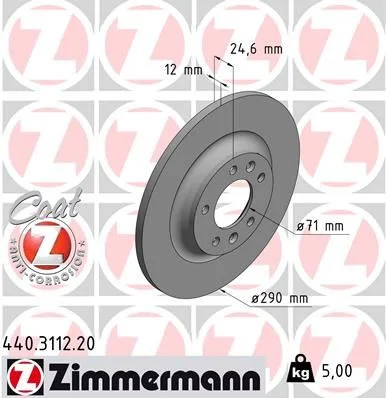 Stabdžių diskas ZIMMERMANN 440.3112.20