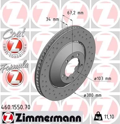 Stabdžių diskas ZIMMERMANN 460.1550.70