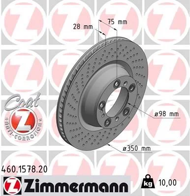 Stabdžių diskas ZIMMERMANN 460.1578.20