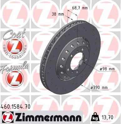 Stabdžių diskas ZIMMERMANN 460.1584.70