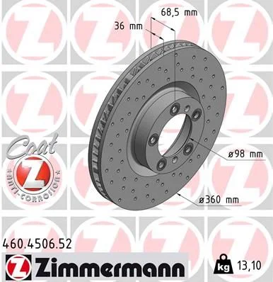 Stabdžių diskas ZIMMERMANN 460.4506.52