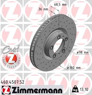 Stabdžių diskas ZIMMERMANN 460.4507.52