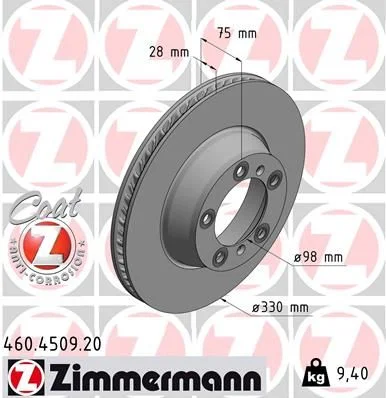 Brzdový kotúč ZIMMERMANN 460.4509.20