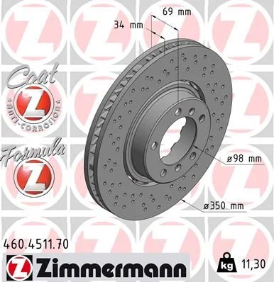 Stabdžių diskas ZIMMERMANN 460.4511.70